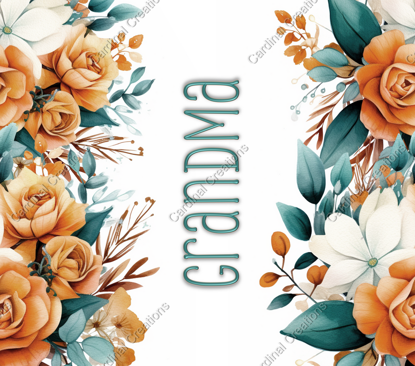 Orange and Teal Floral with Personalization