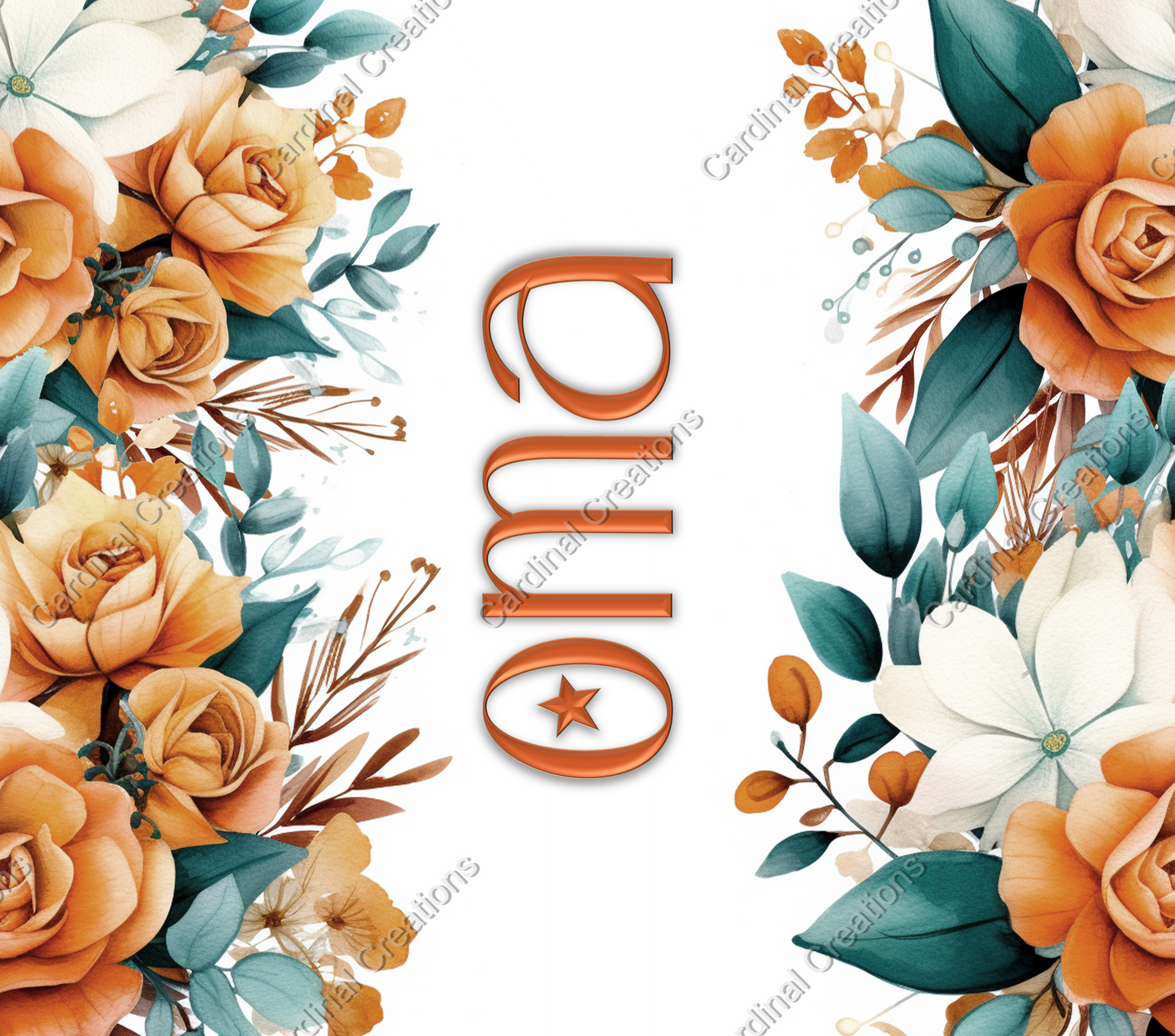 Orange and Teal Floral with Personalization