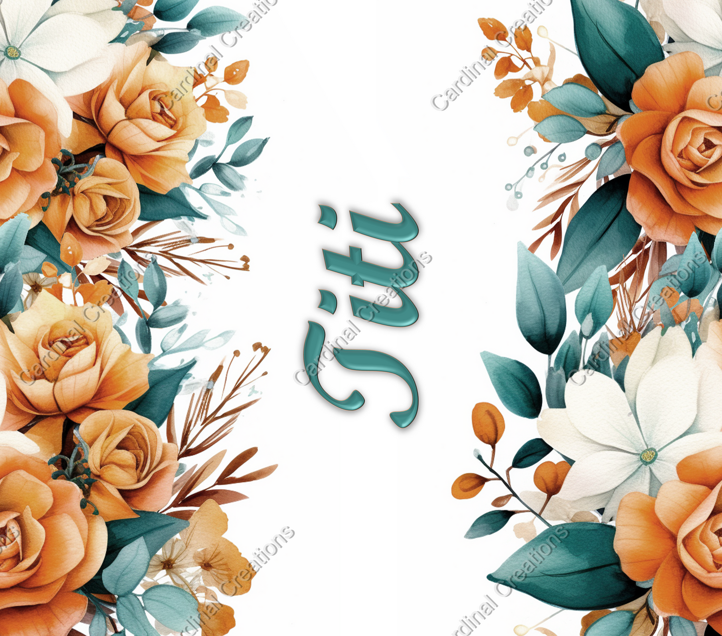 Orange and Teal Floral with Personalization