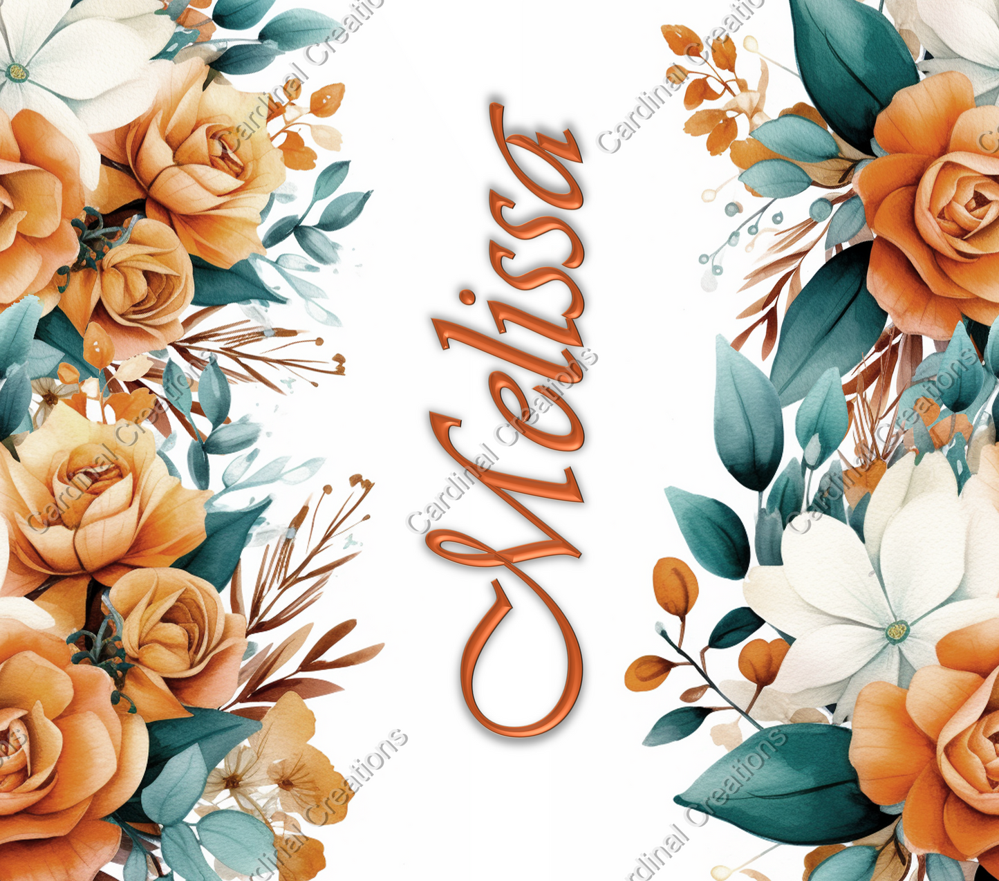 Orange and Teal Floral with Personalization