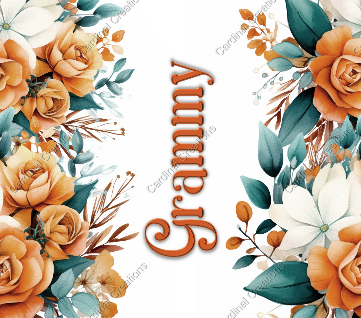 Orange and Teal Floral with Personalization