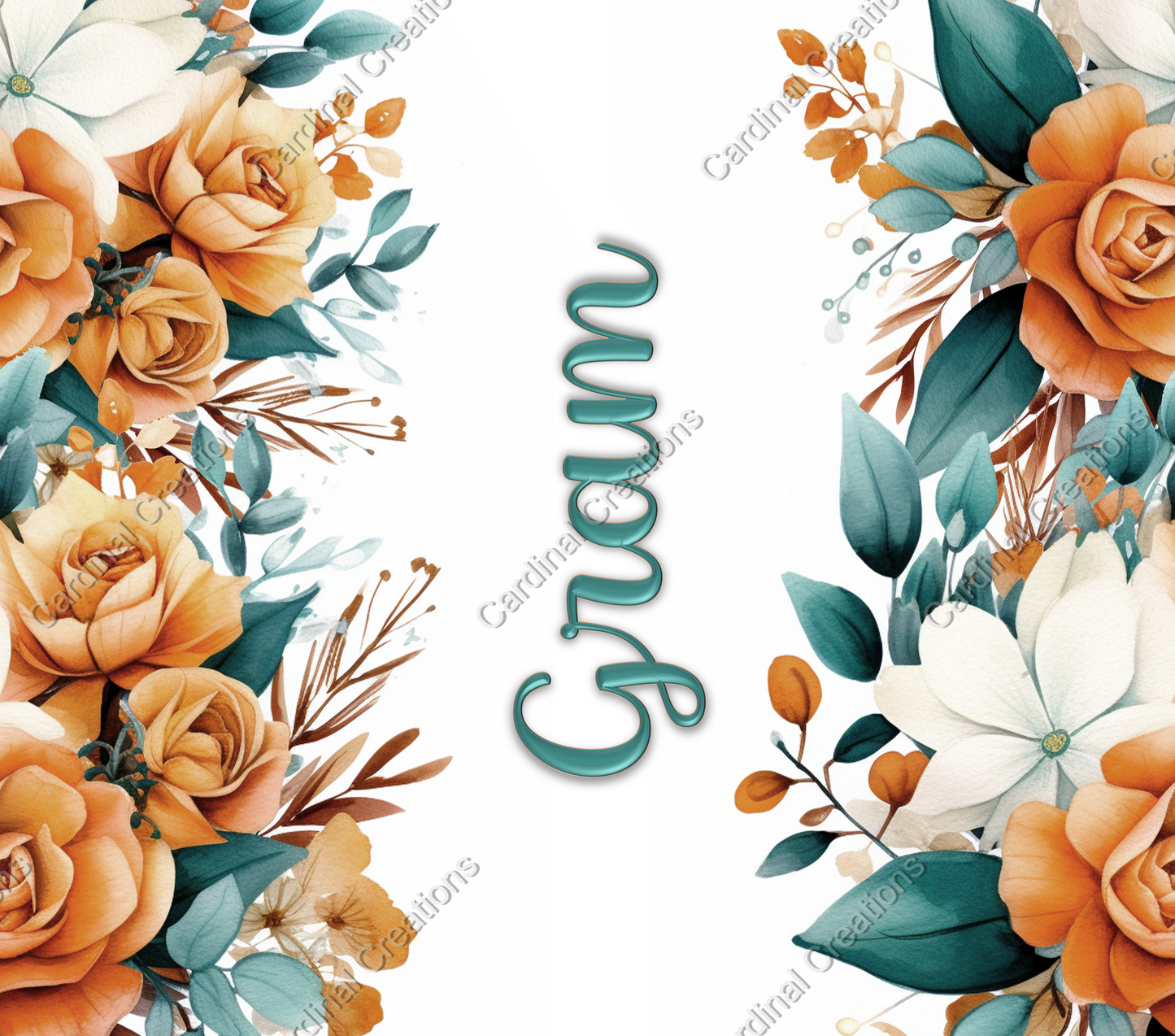 Orange and Teal Floral with Personalization