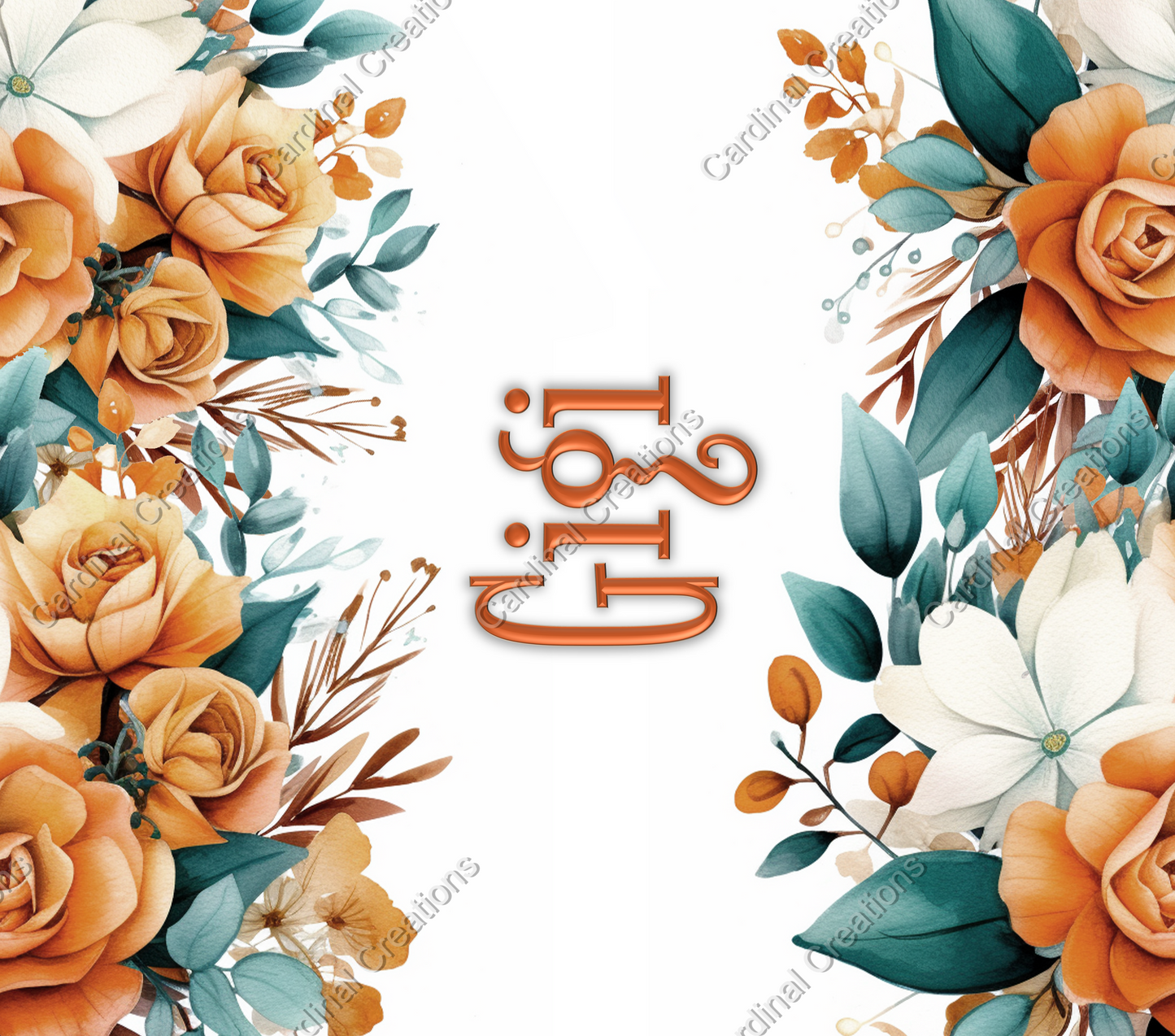 Orange and Teal Floral with Personalization