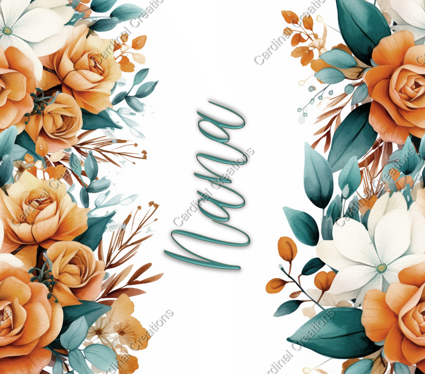 Orange and Teal Floral with Personalization