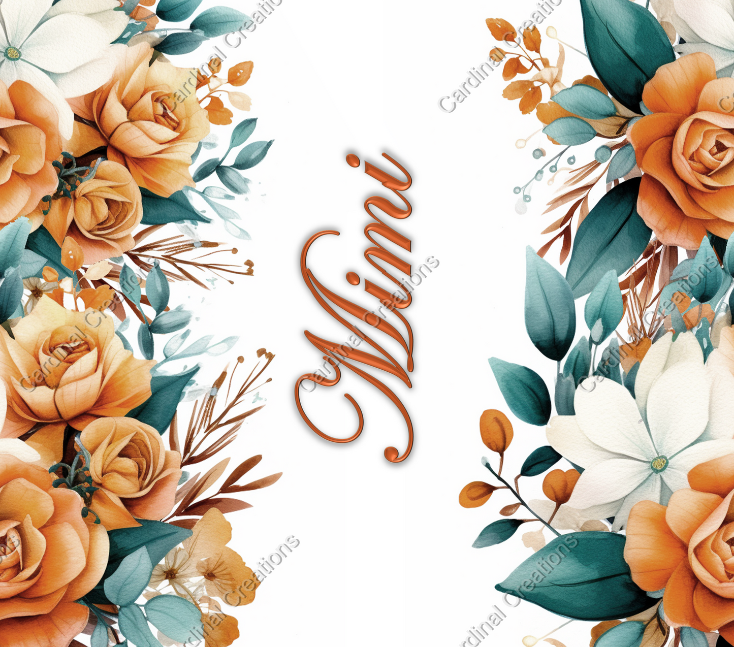 Orange and Teal Floral with Personalization