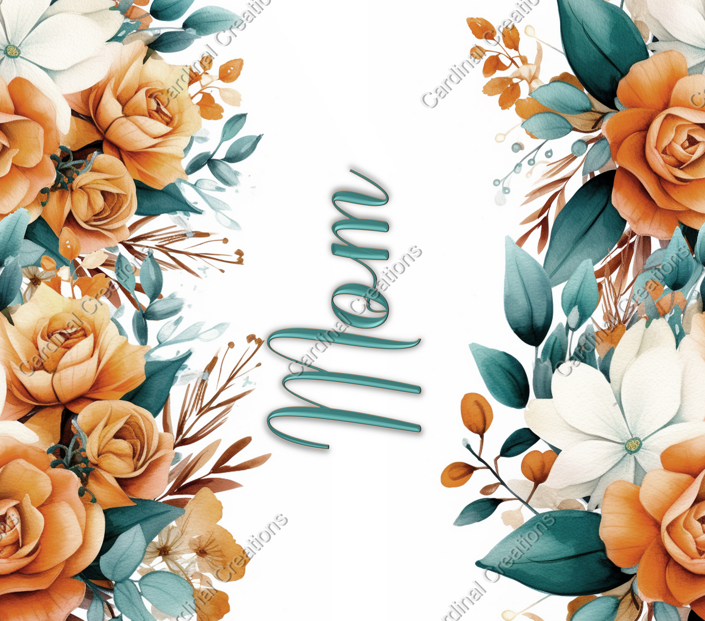 Orange and Teal Floral with Personalization