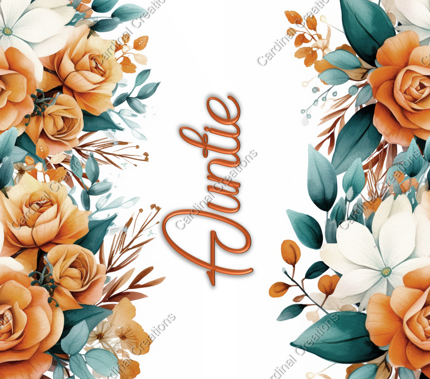 Orange and Teal Floral with Personalization