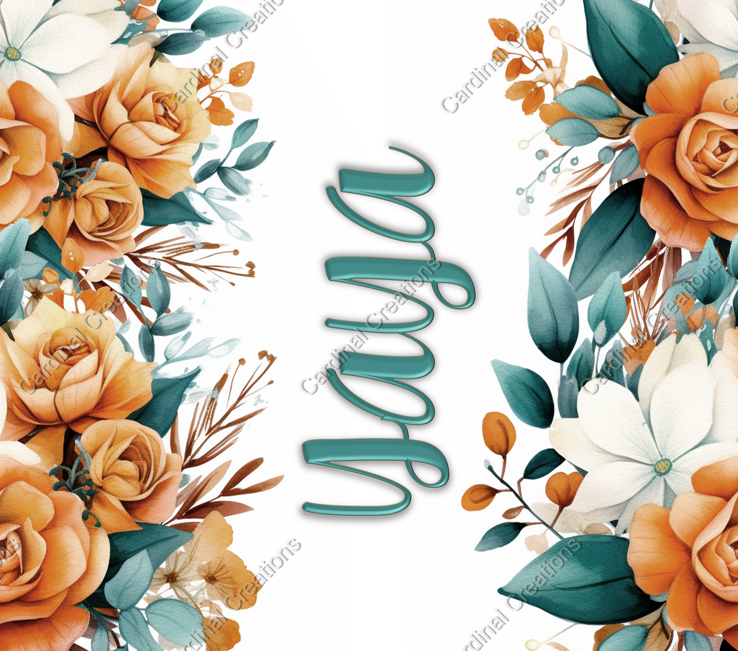 Orange and Teal Floral with Personalization