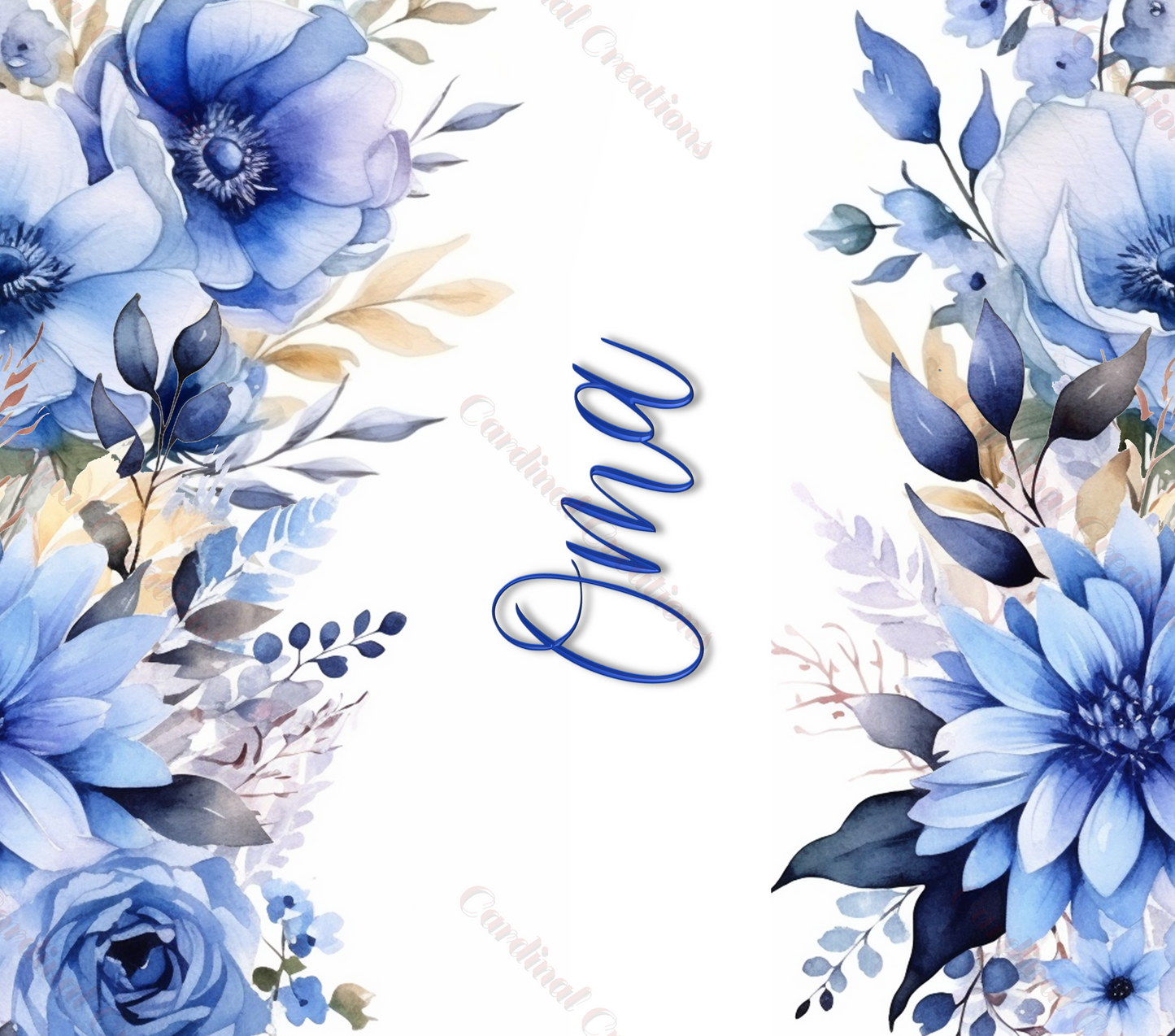 Blue Floral with Personalization