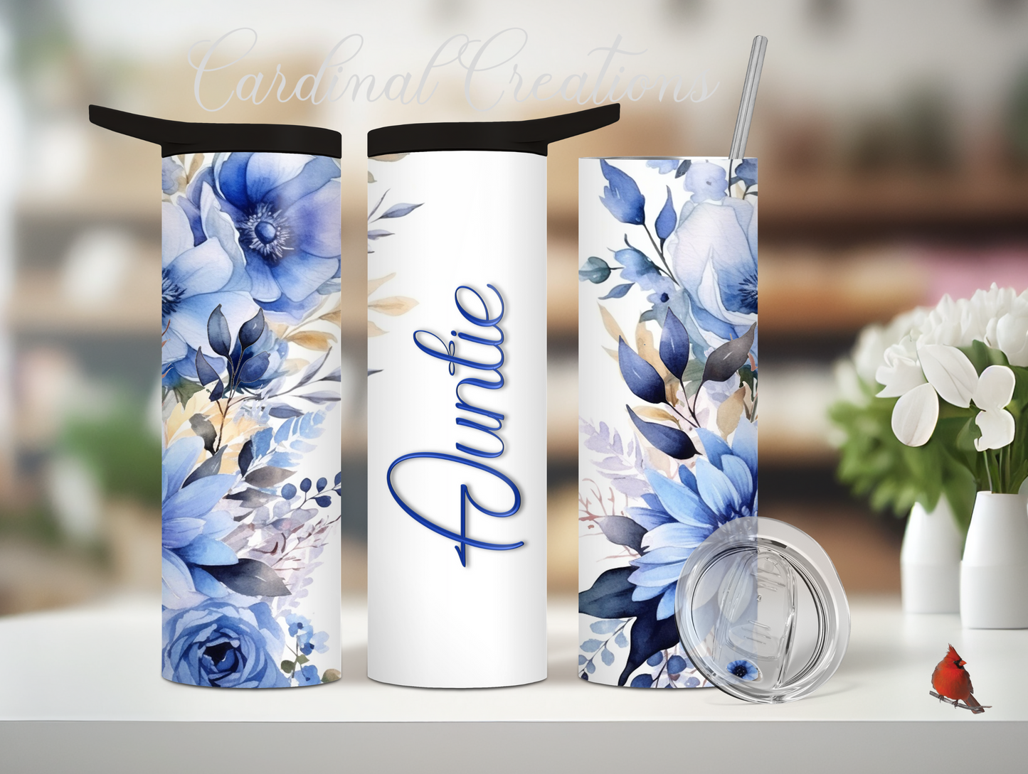 Blue Floral with Personalization