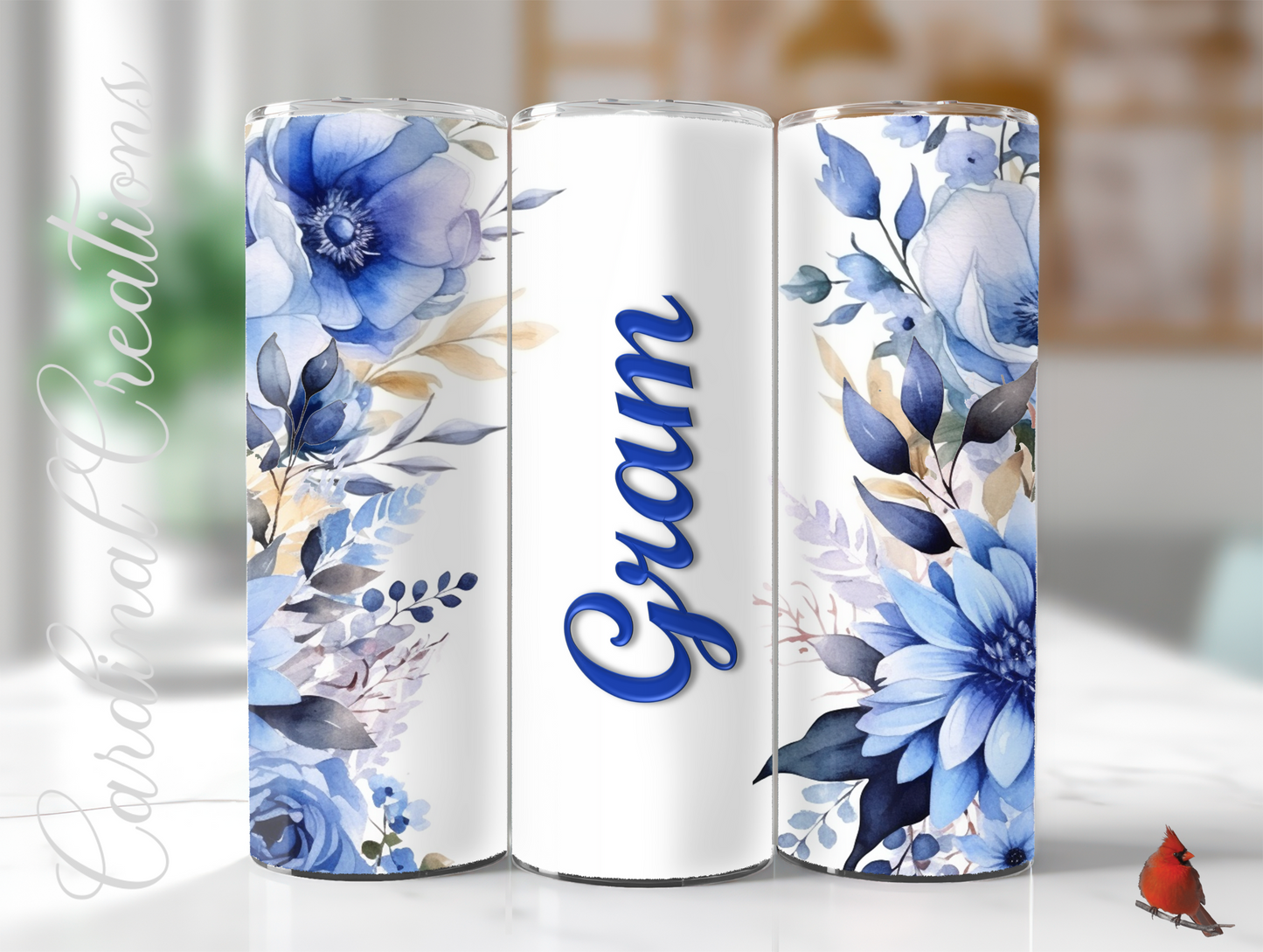 Blue Floral with Personalization