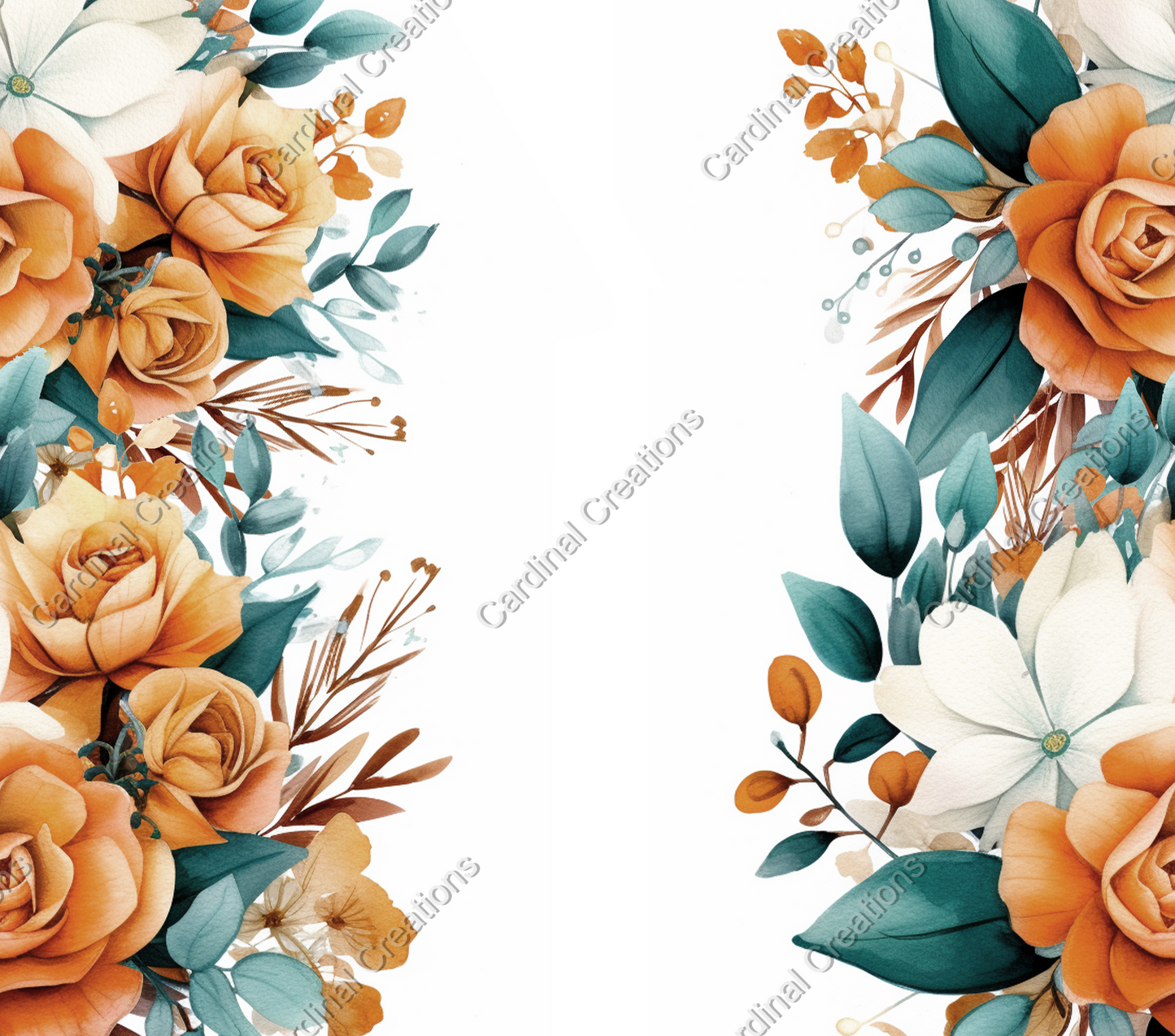 Orange and Teal Floral with Personalization