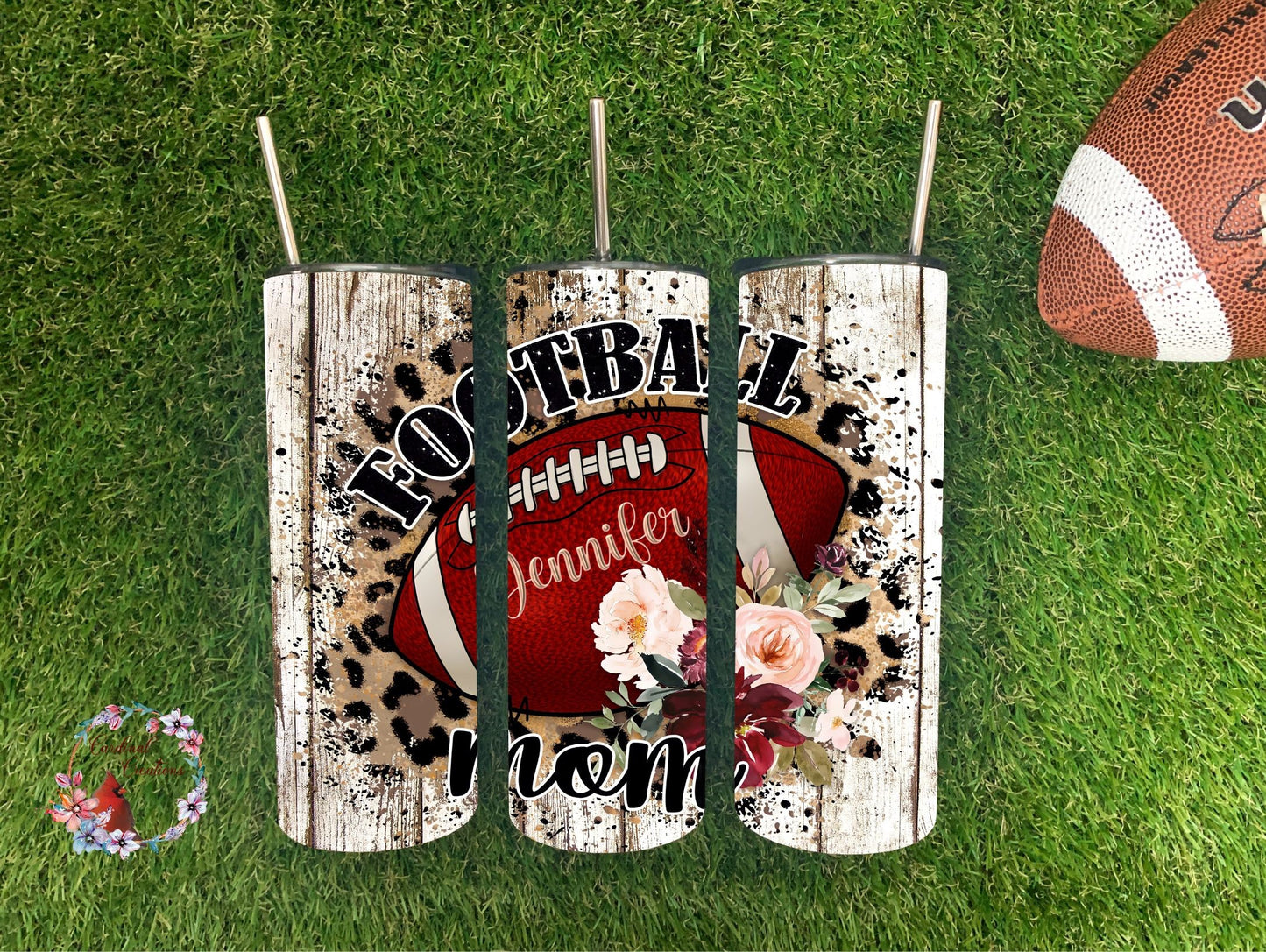 Football Mom Floral Leopard