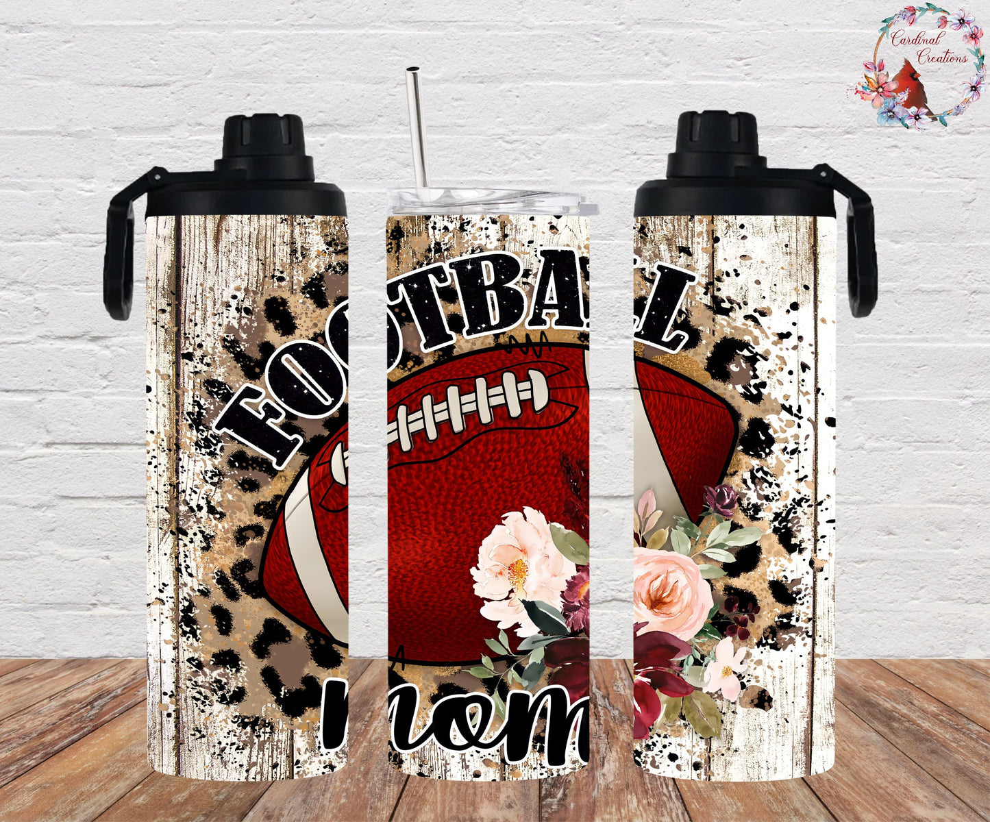 Football Mom Floral Leopard