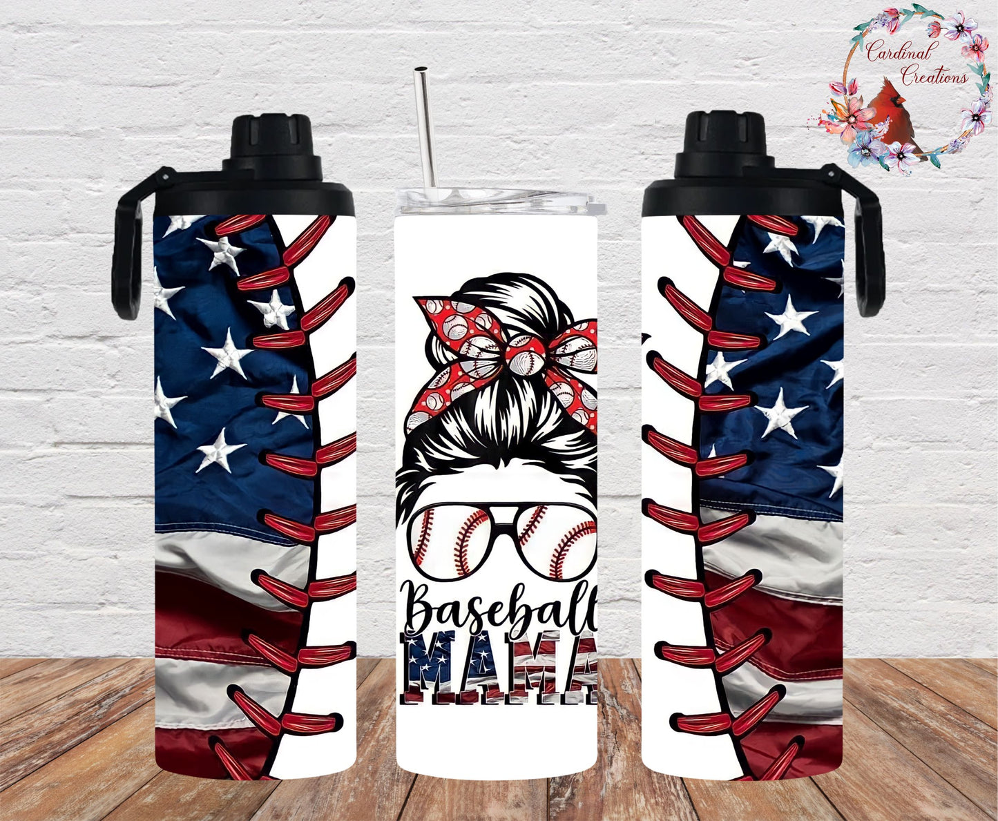 Baseball Mama with US Flag