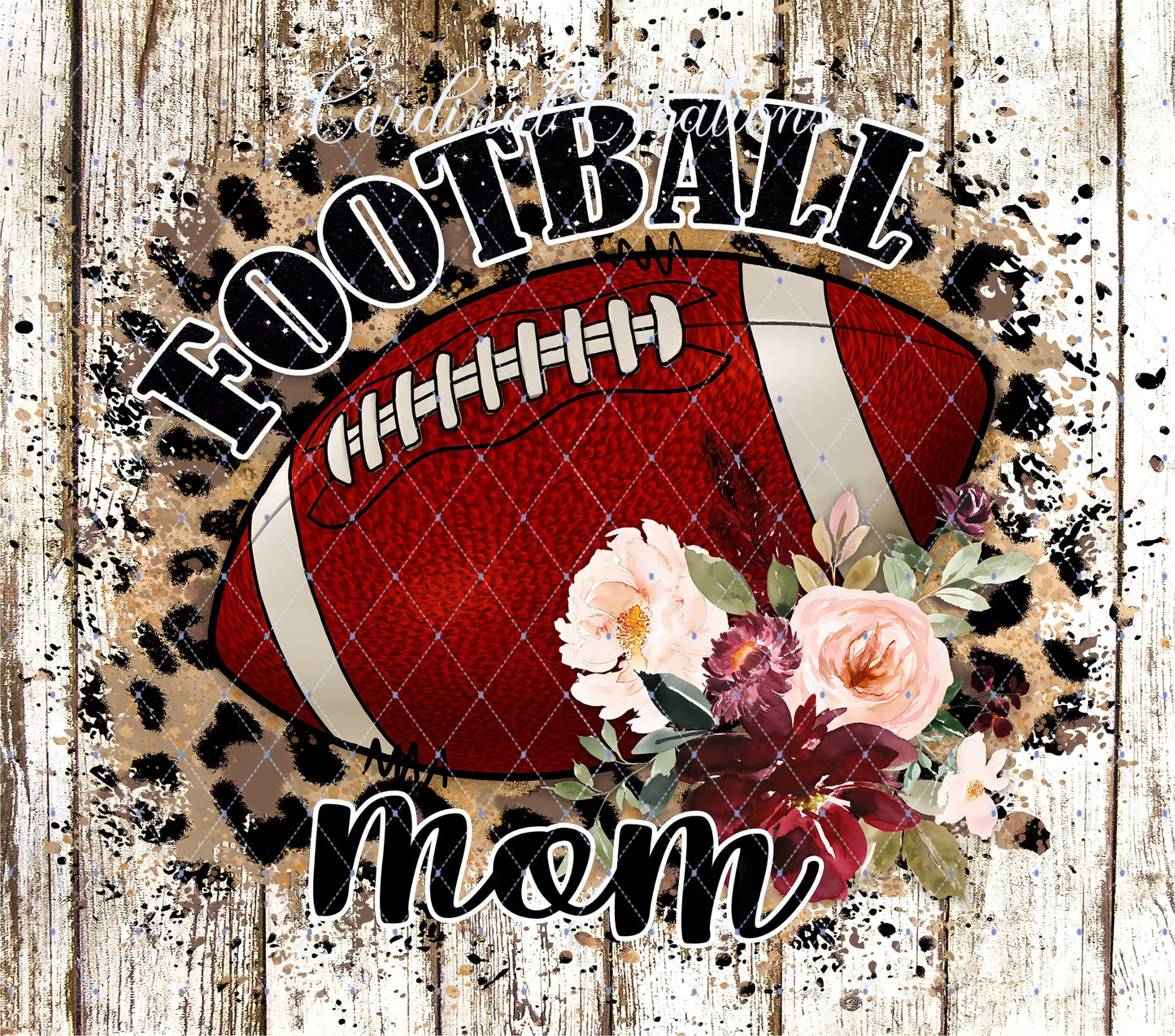 Football Mom Floral Leopard