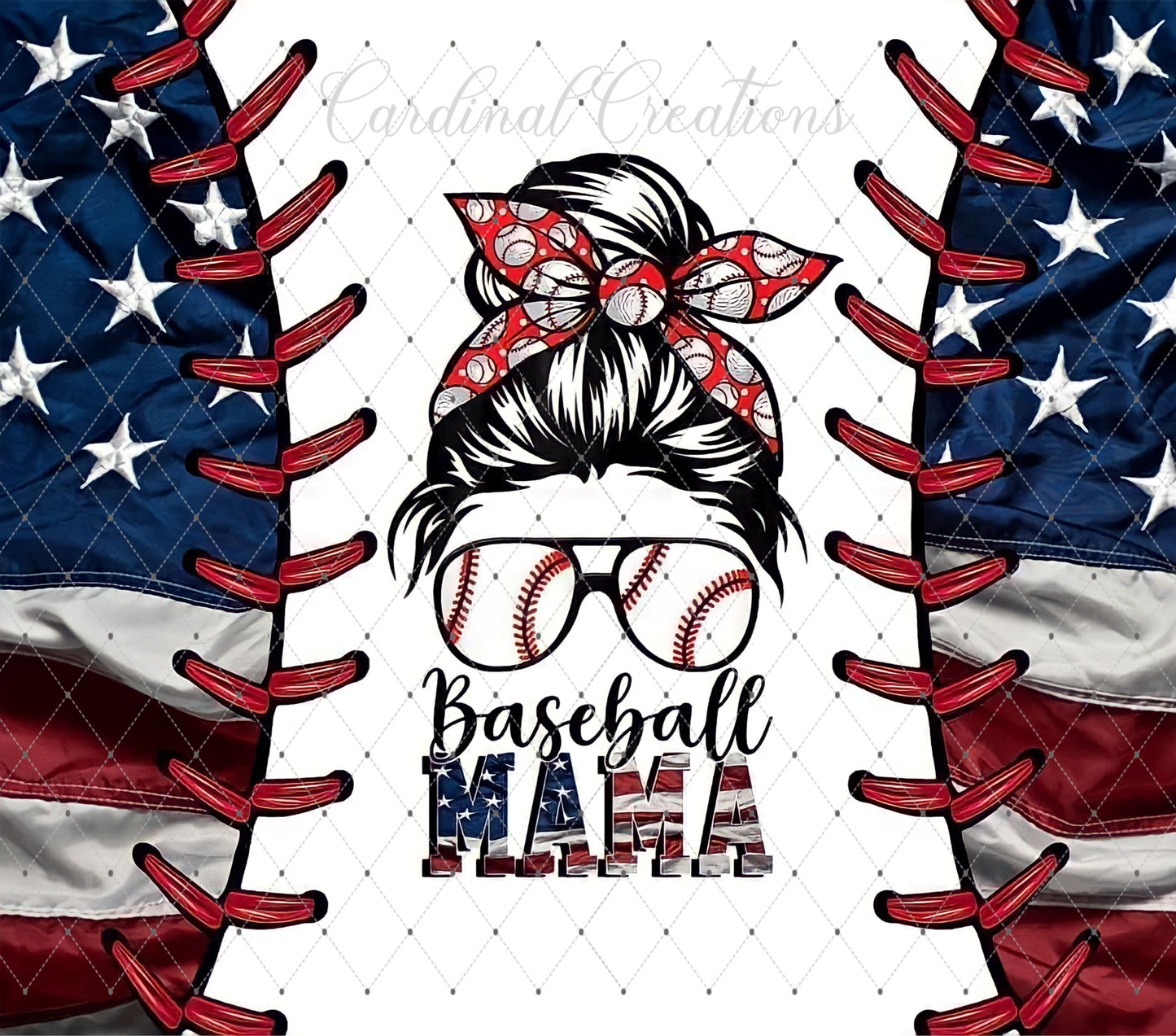 Baseball Mama with US Flag