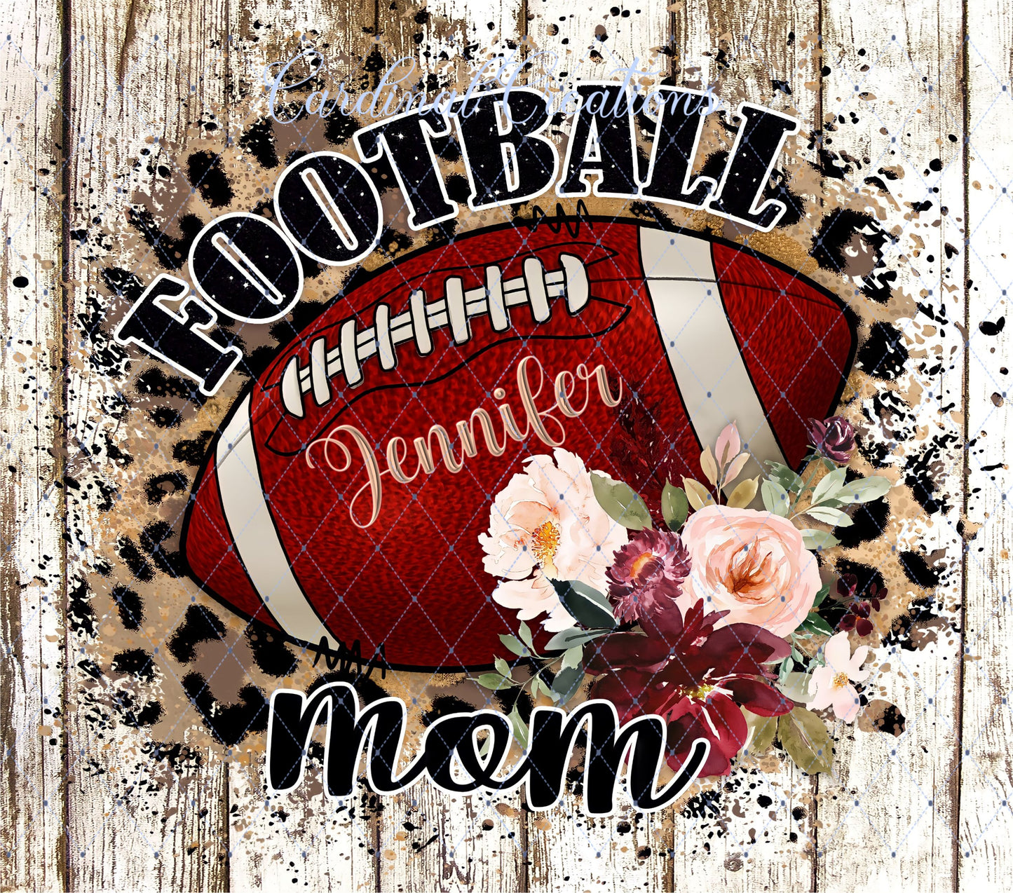 Football Mom Floral Leopard