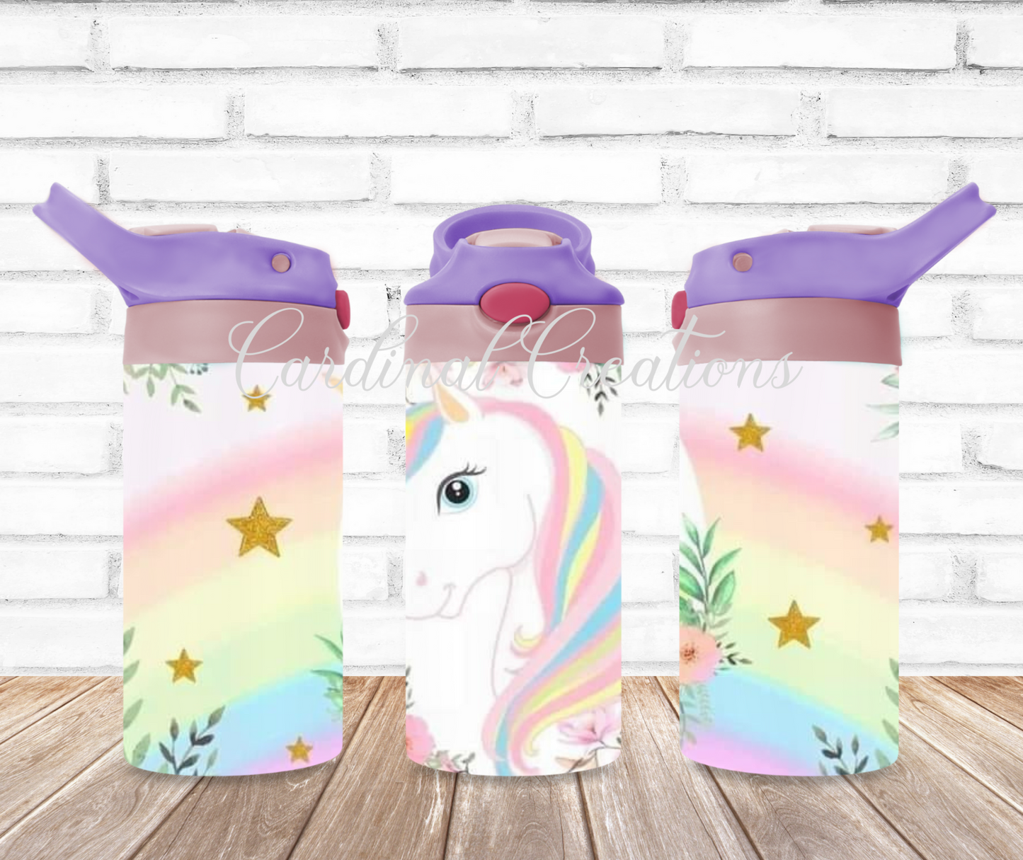 12oz Unicorn with Pastel Rainbow backdrop